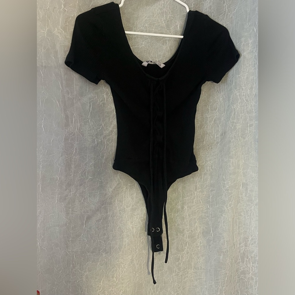 Black Peasant Milkmaid Bodysuit
